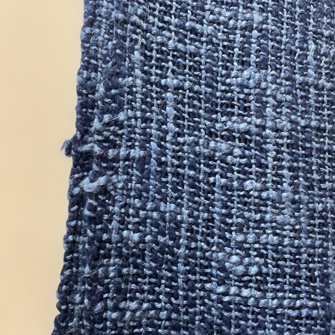 藍染　スラブコットンストール　先染め　オーガニック綿100% 手織り