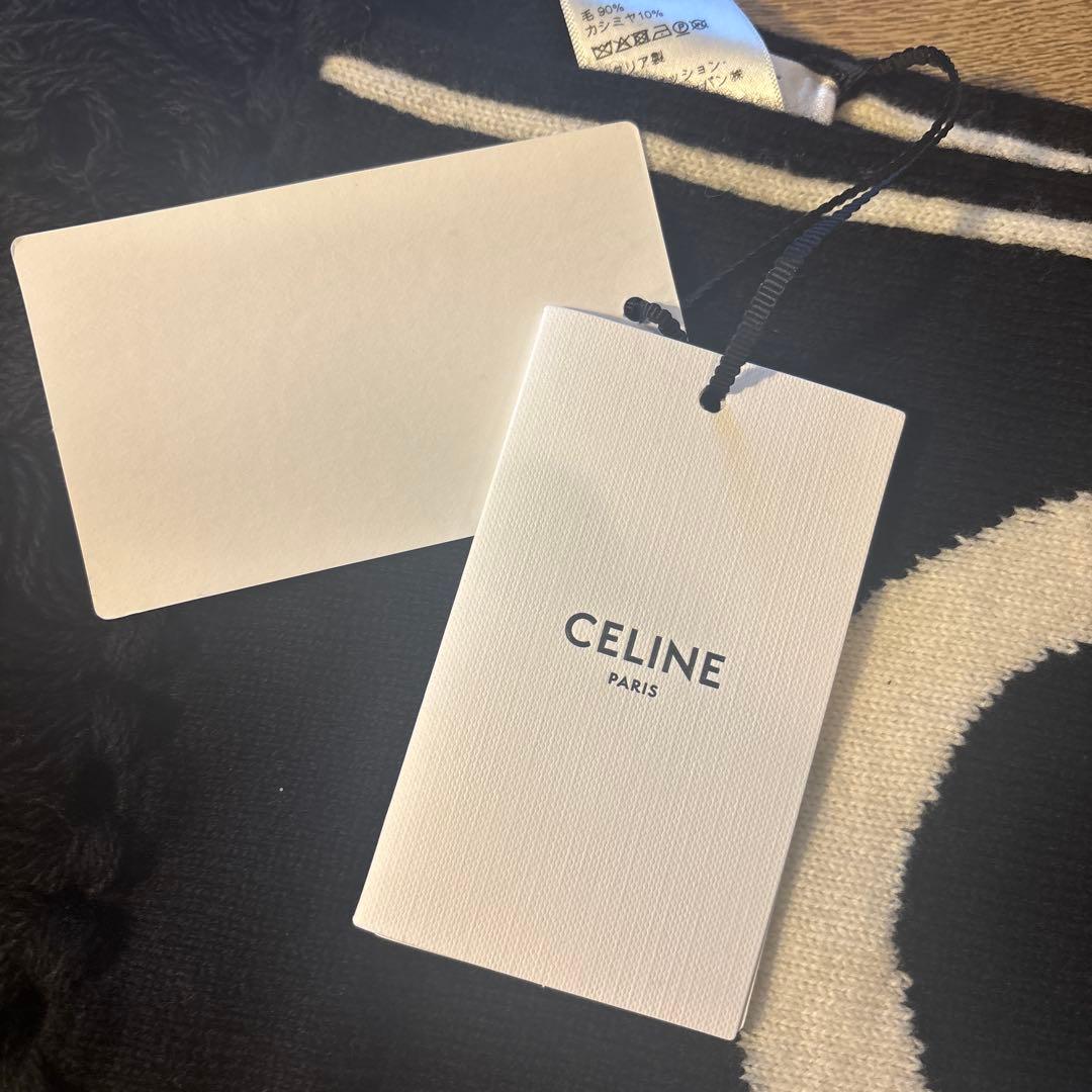 CELINE ロゴマフラー ブラック/ホワイト