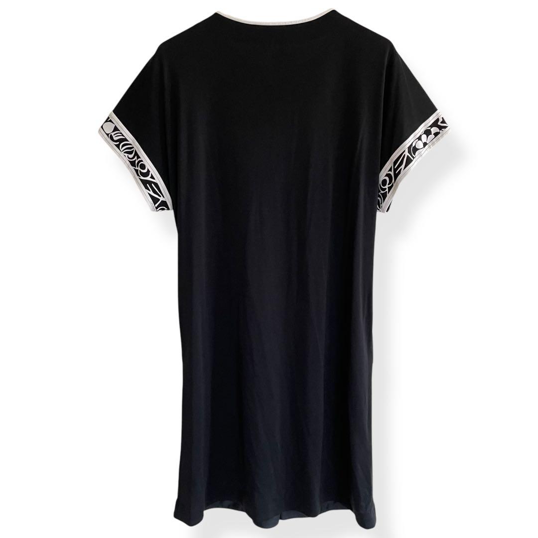 レオナール LEONARD チュニック ひざ丈ワンピース カンカン素材 ブラック