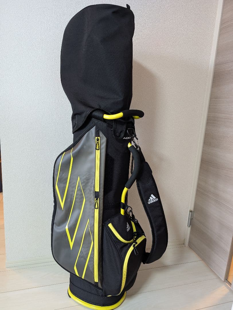 【美品】軽量 adidas キャディバッグ 黒/黄色　9型