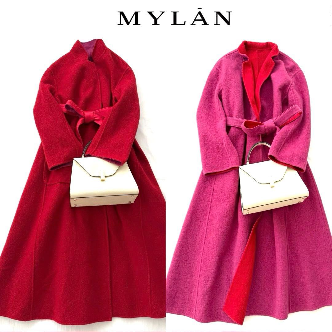 未使用 定価28万 マイラン カシミヤ100% リバーシブルコート 超軽量