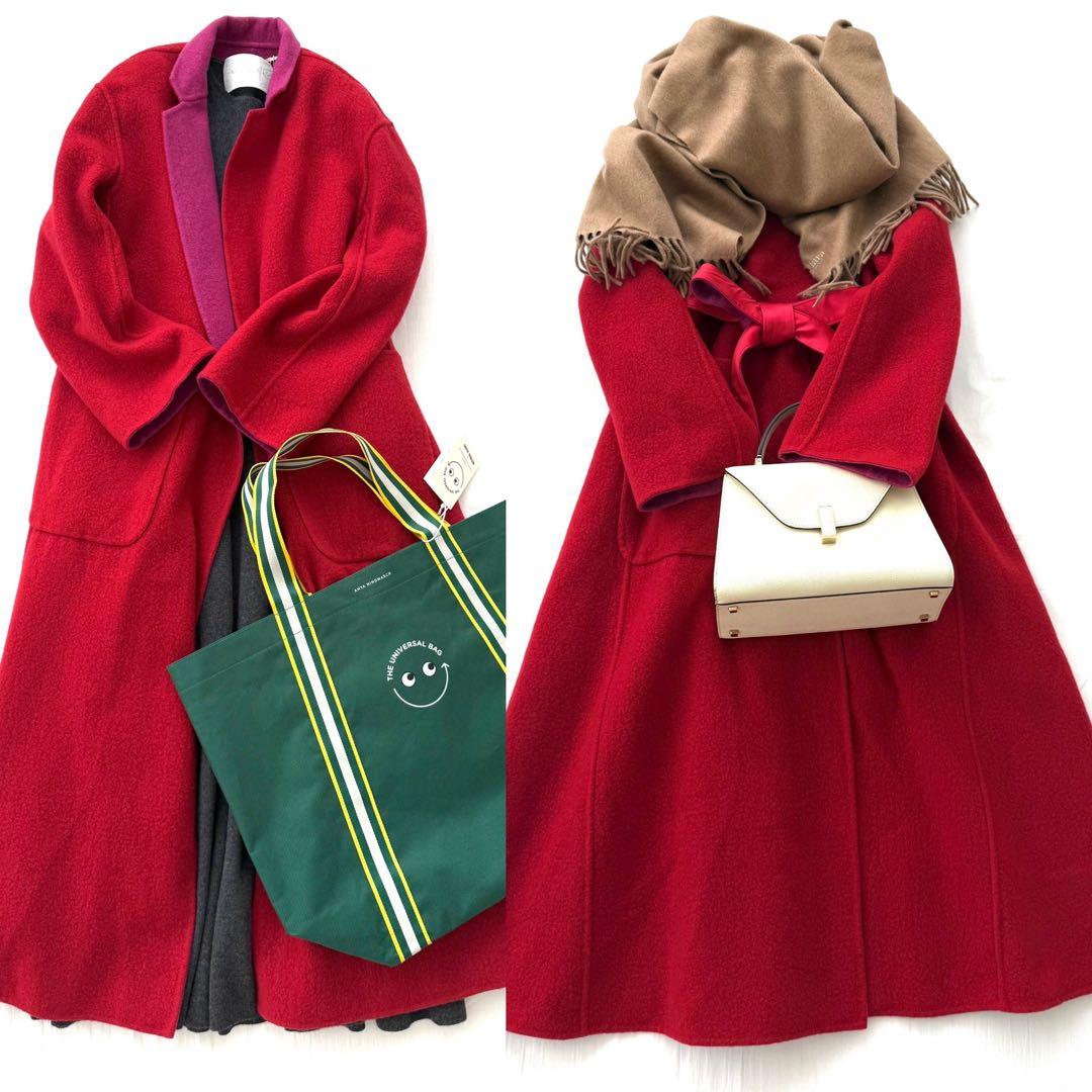 未使用 定価28万 マイラン カシミヤ100% リバーシブルコート 超軽量