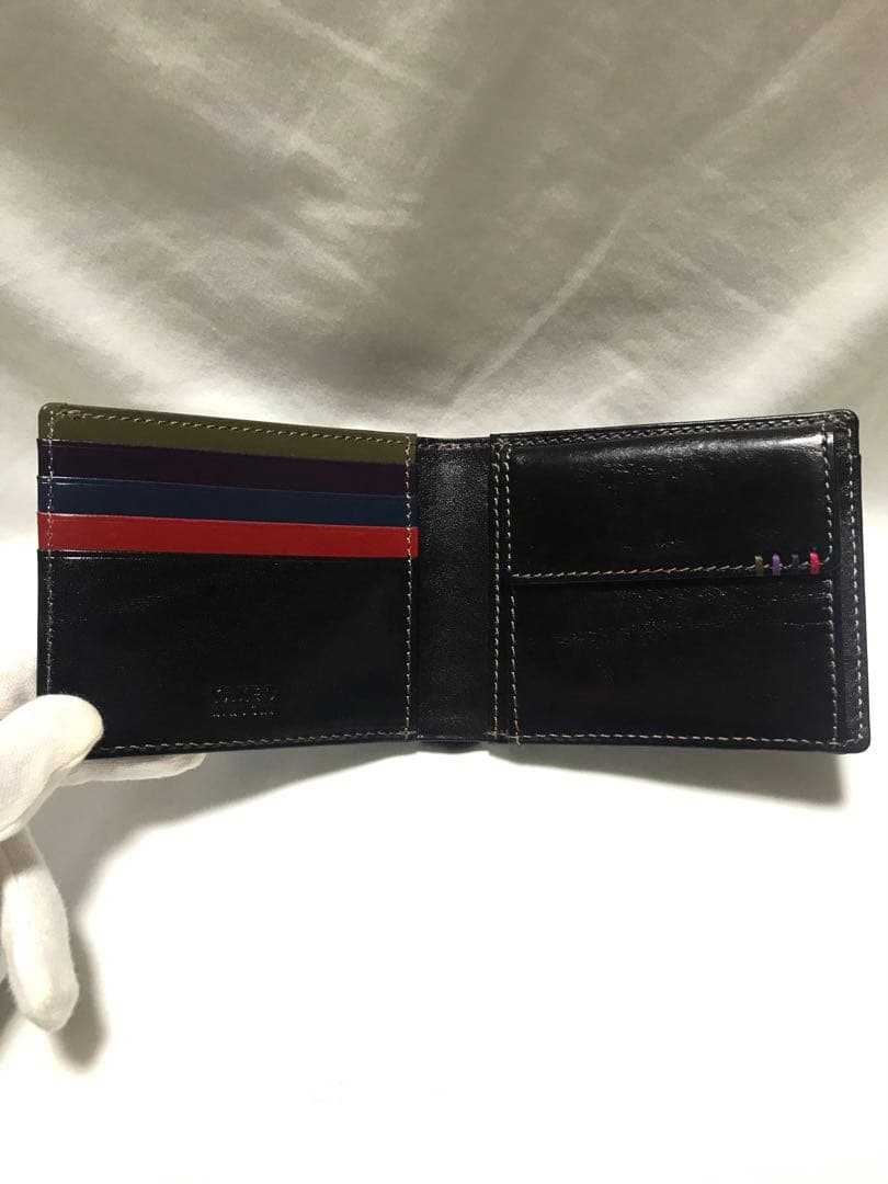 【新品・未使用】TAKEO KIKUCHI 牛革　二つ折り財布 ブラック