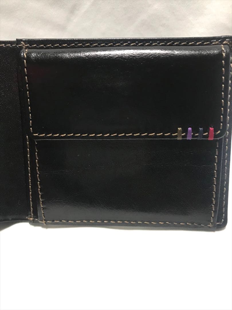 【新品・未使用】TAKEO KIKUCHI 牛革　二つ折り財布 ブラック