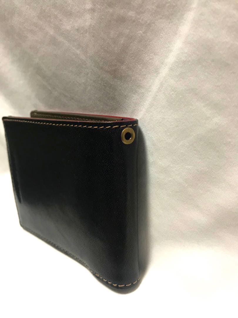 【新品・未使用】TAKEO KIKUCHI 牛革　二つ折り財布 ブラック