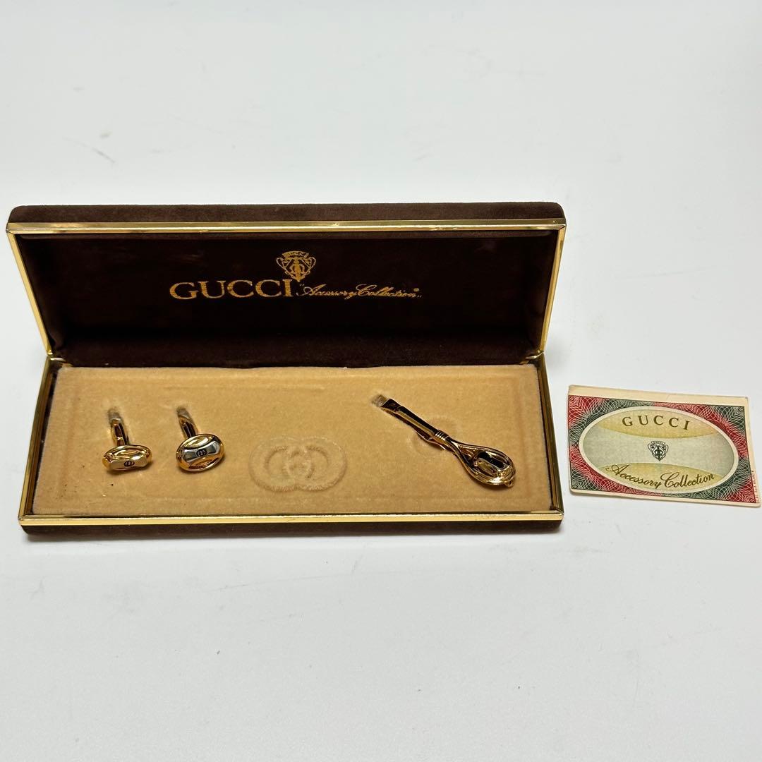 【未使用品】GUCCIグッチ ヴィンテージ　タイピン&カフスボタン