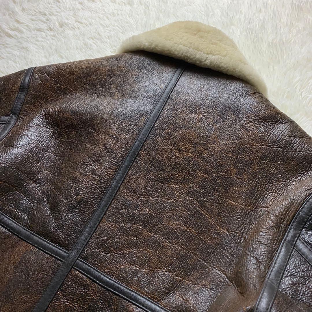 K*様 【雰囲気抜群】フライトジャケット 羊革　ムートン　B-3 ブラウン　LL