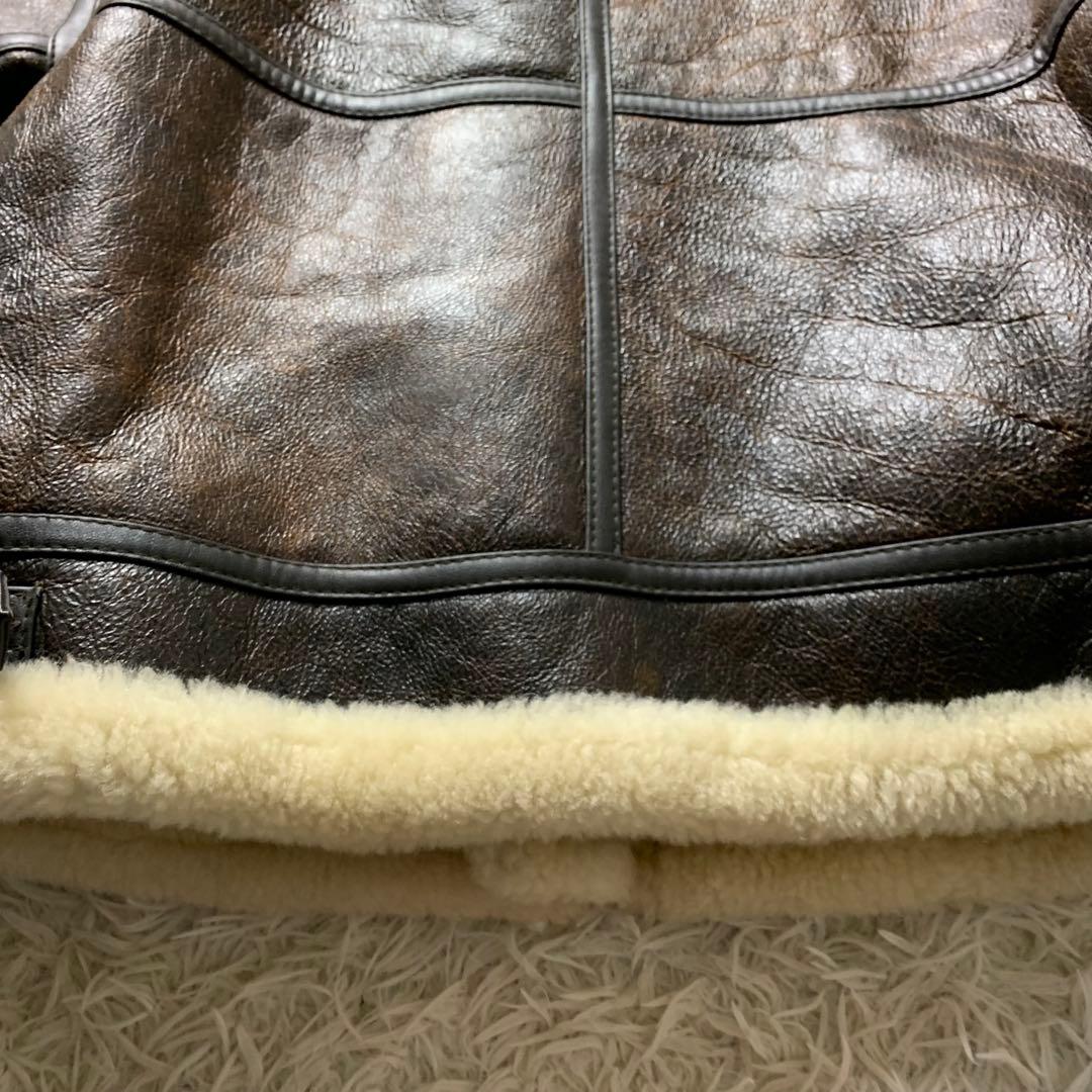 K*様 【雰囲気抜群】フライトジャケット 羊革　ムートン　B-3 ブラウン　LL