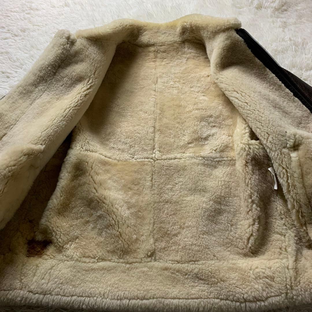 K*様 【雰囲気抜群】フライトジャケット 羊革　ムートン　B-3 ブラウン　LL