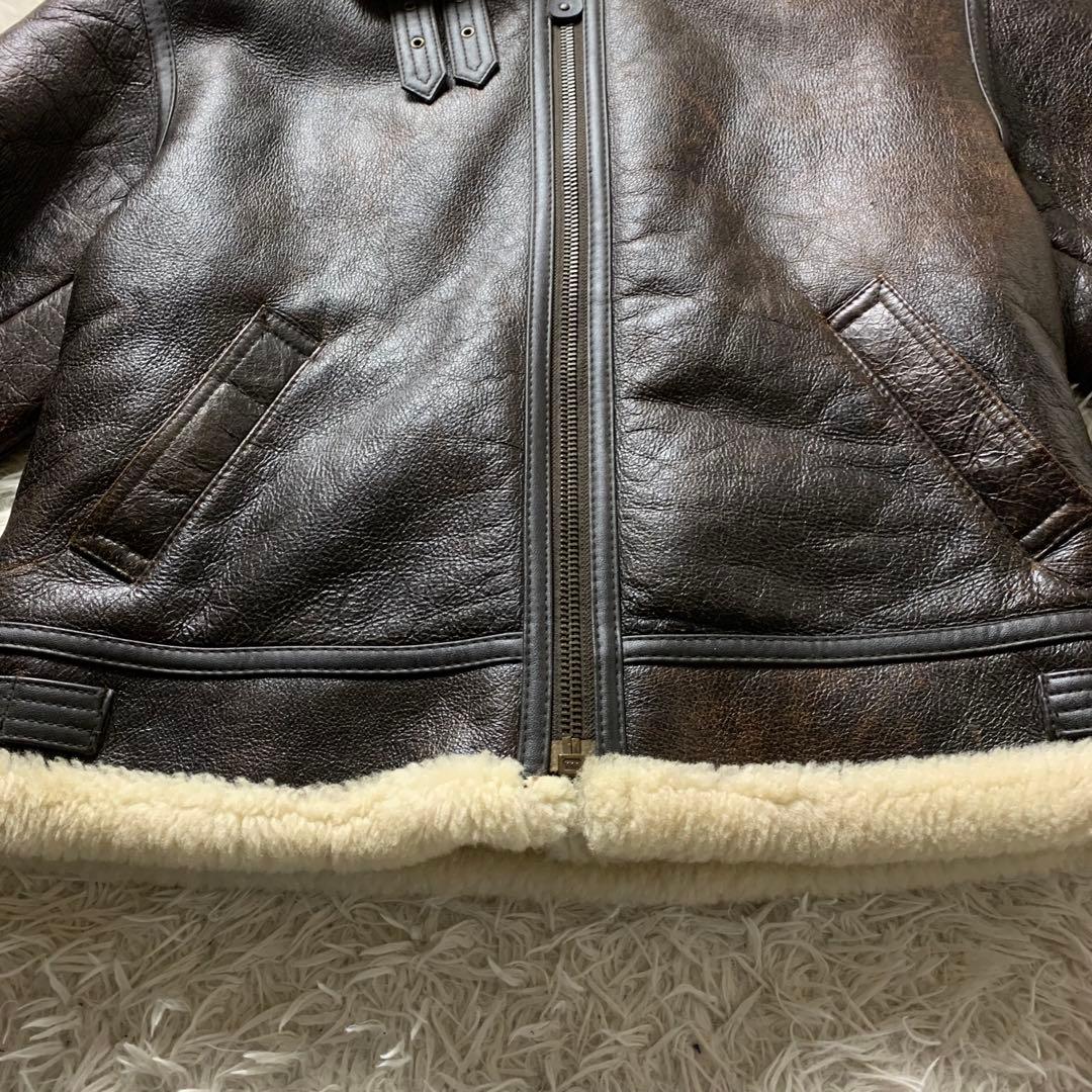 K*様 【雰囲気抜群】フライトジャケット 羊革　ムートン　B-3 ブラウン　LL