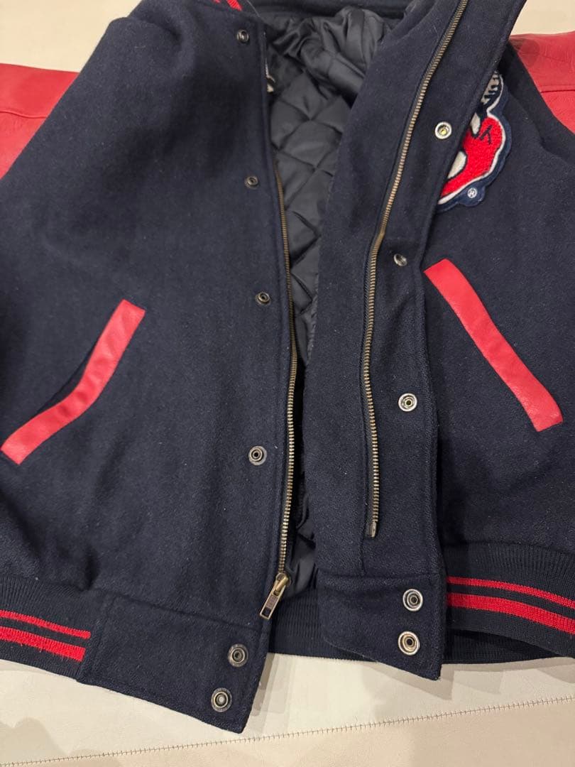 【90s】MIRAGE ウールレザースタジャン インディアンスネイビー/レッド