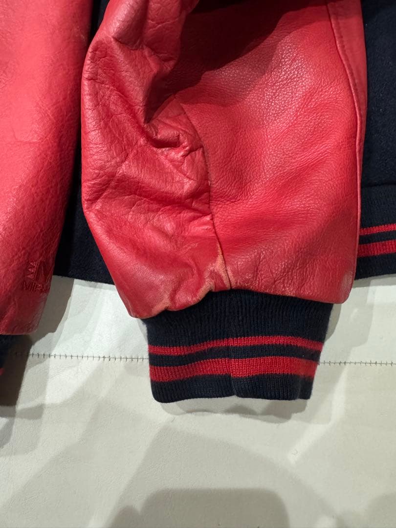 【90s】MIRAGE ウールレザースタジャン インディアンスネイビー/レッド