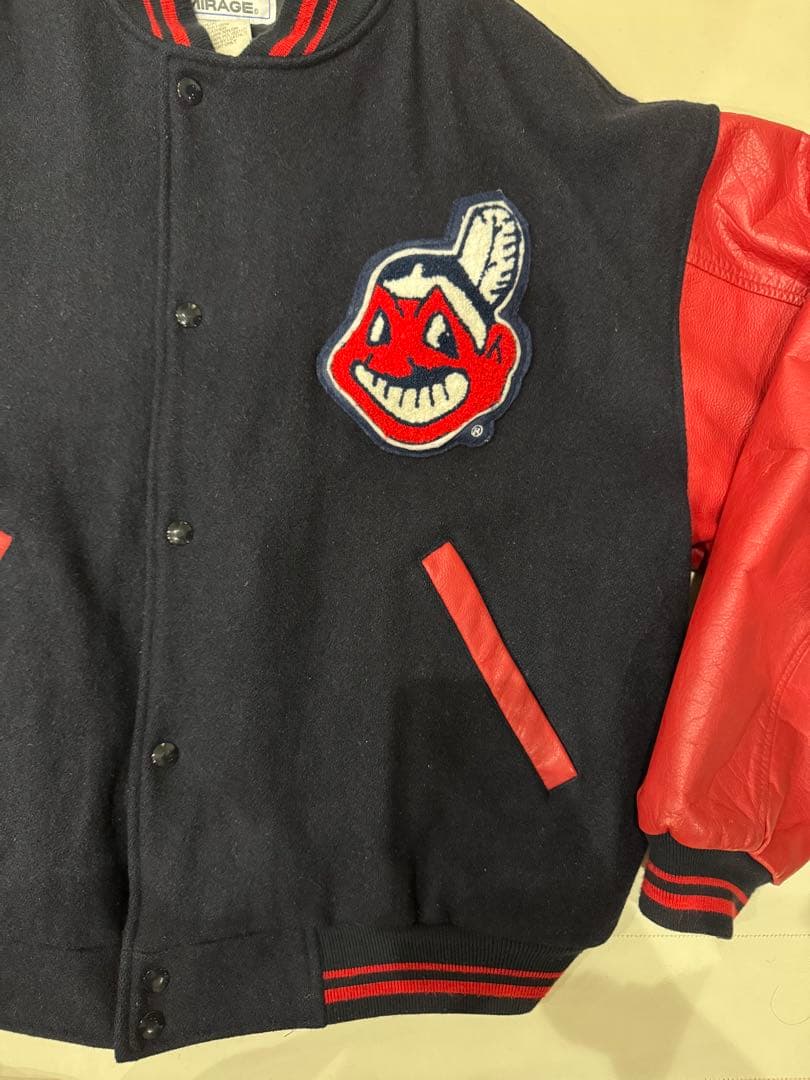 【90s】MIRAGE ウールレザースタジャン インディアンスネイビー/レッド