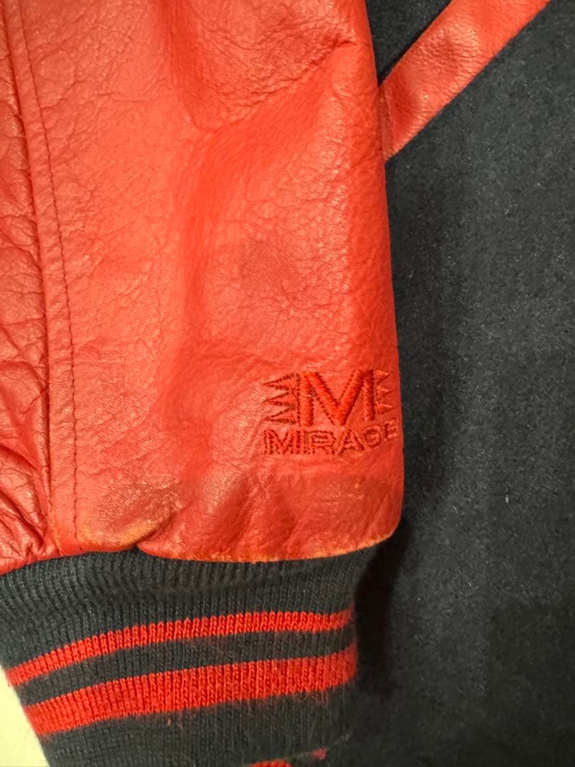 【90s】MIRAGE ウールレザースタジャン インディアンスネイビー/レッド