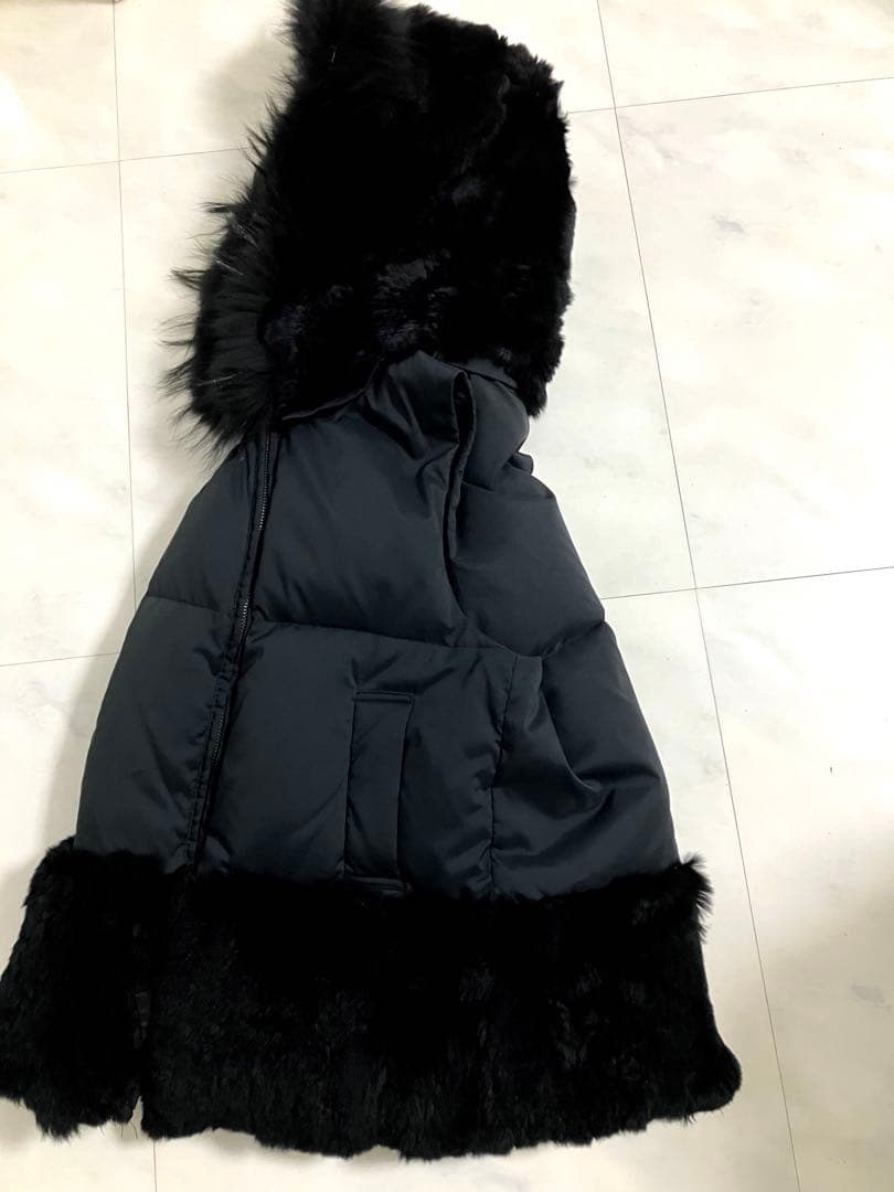 Diagram レッキスラビットフード付きブラックダウンベスト