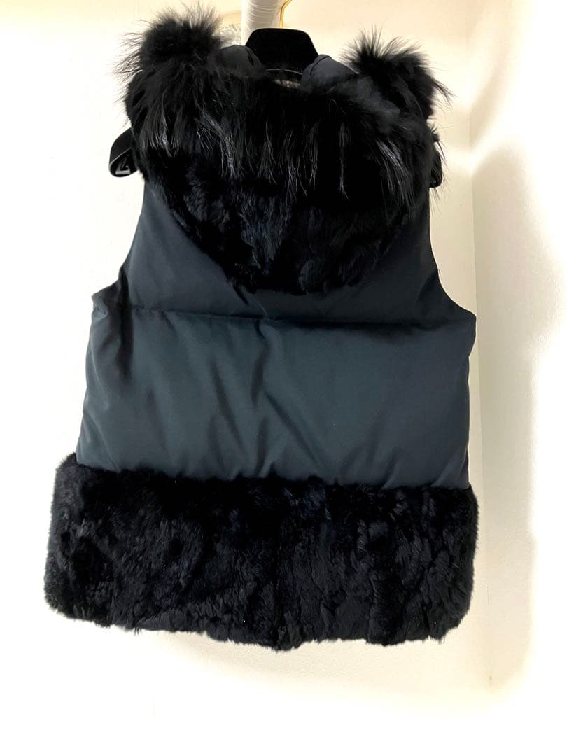 Diagram レッキスラビットフード付きブラックダウンベスト