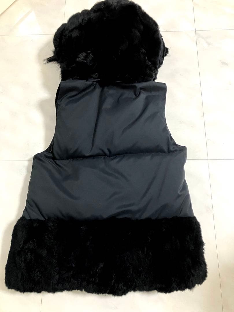 Diagram レッキスラビットフード付きブラックダウンベスト