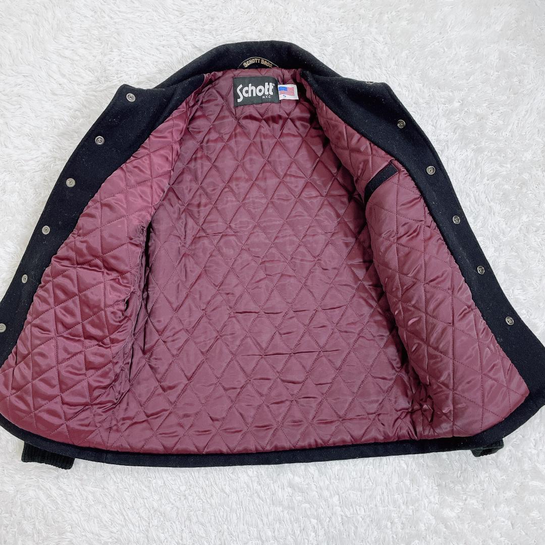 ショット Schott Rod 刺繍 メルトンスタジャン ネイビー S