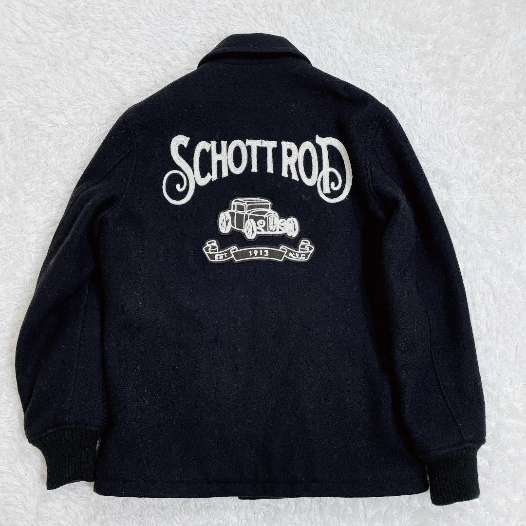 ショット Schott Rod 刺繍 メルトンスタジャン ネイビー S