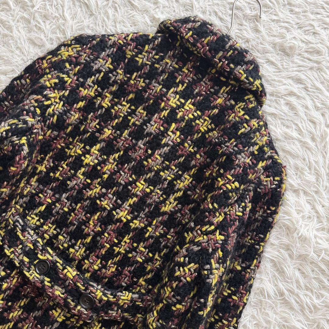 トリココムデギャルソン　AD2001　ロングコート　ツイード　モヘヤ混　ラメ　M