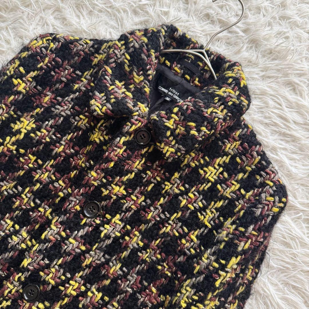 トリココムデギャルソン　AD2001　ロングコート　ツイード　モヘヤ混　ラメ　M