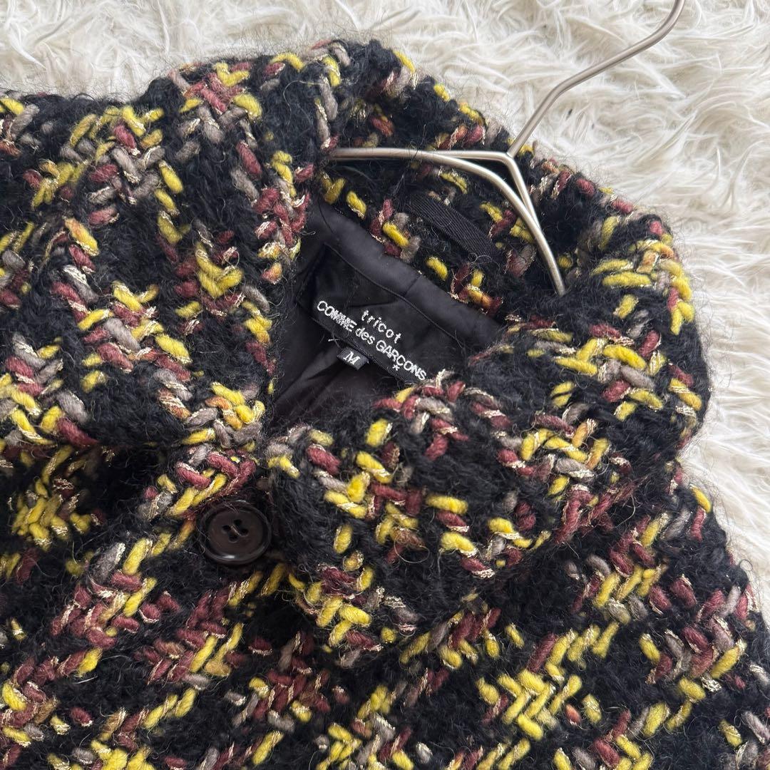 トリココムデギャルソン　AD2001　ロングコート　ツイード　モヘヤ混　ラメ　M