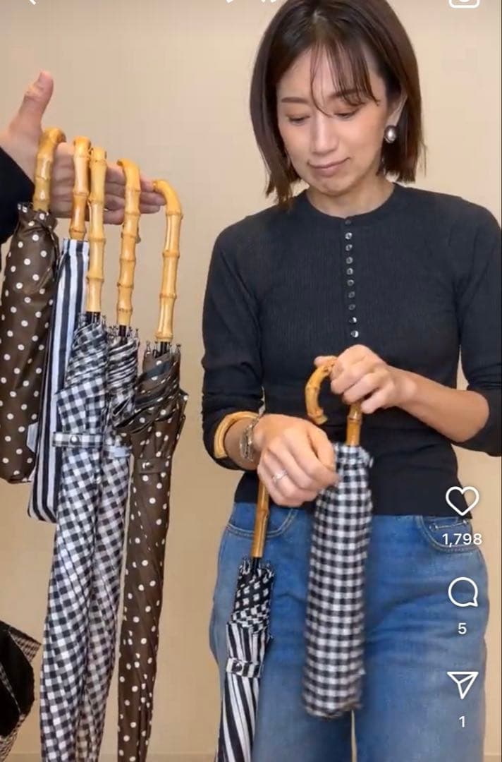 【新品未開封】東原亜希FORME 晴雨兼用長日傘ブラウンギンガムチェック