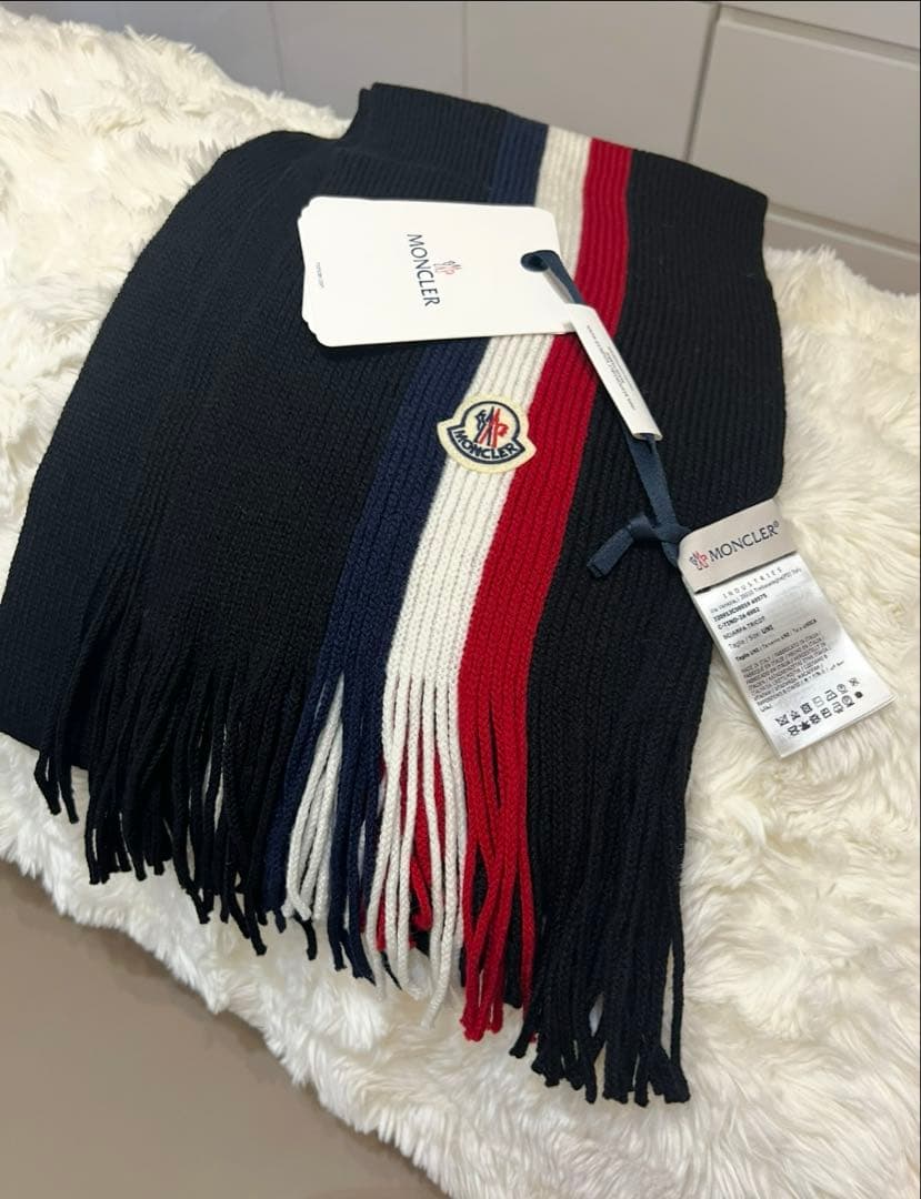 MONCLER フリンジマフラー ネイビー