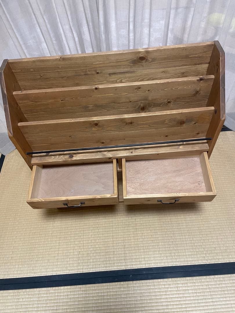 可愛い木製本棚 オープンシェルフ 引き出し付き【送料無料】