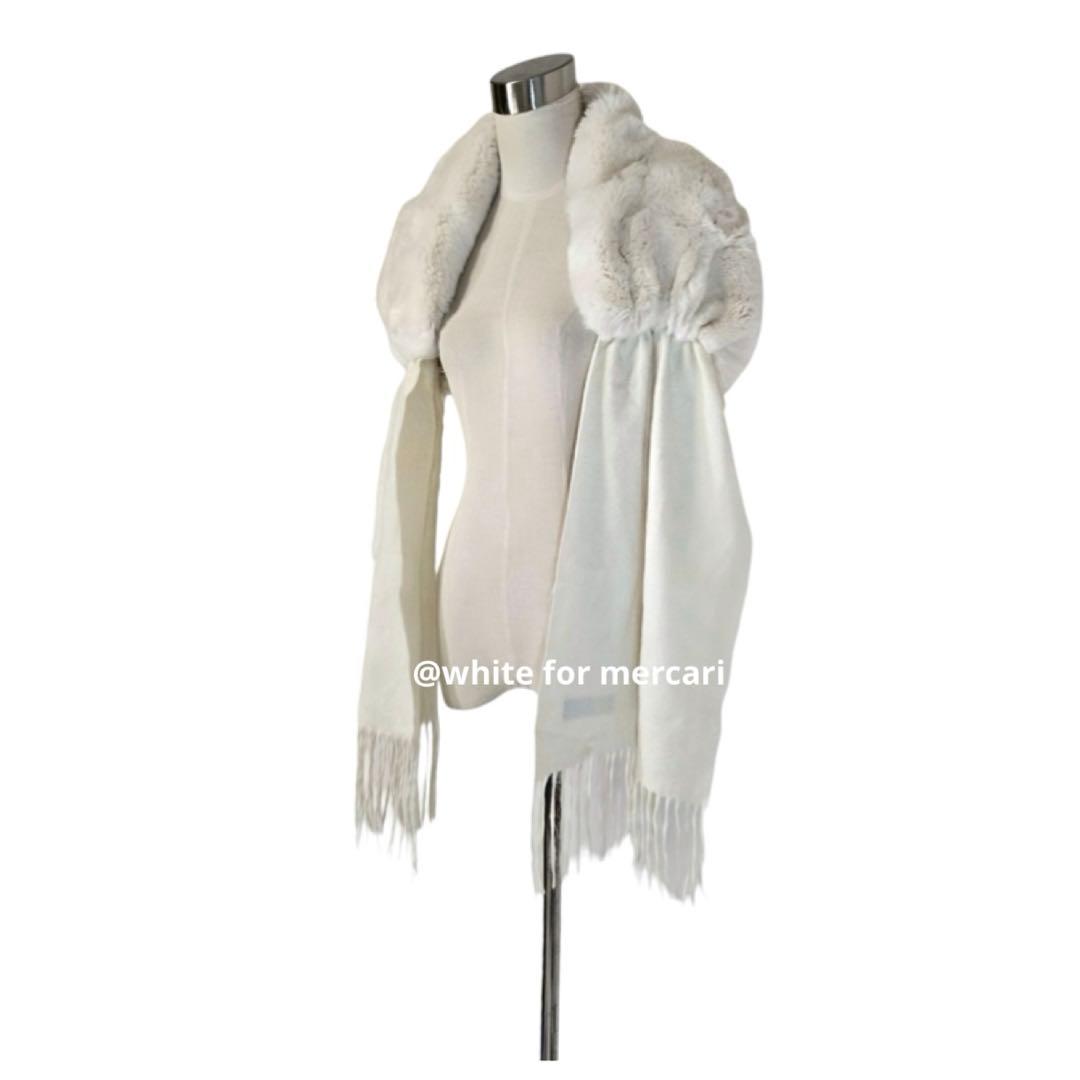 LANVIN ふわふわ白ファーストールプレゼント♡カシミア×白うさぎちゃん