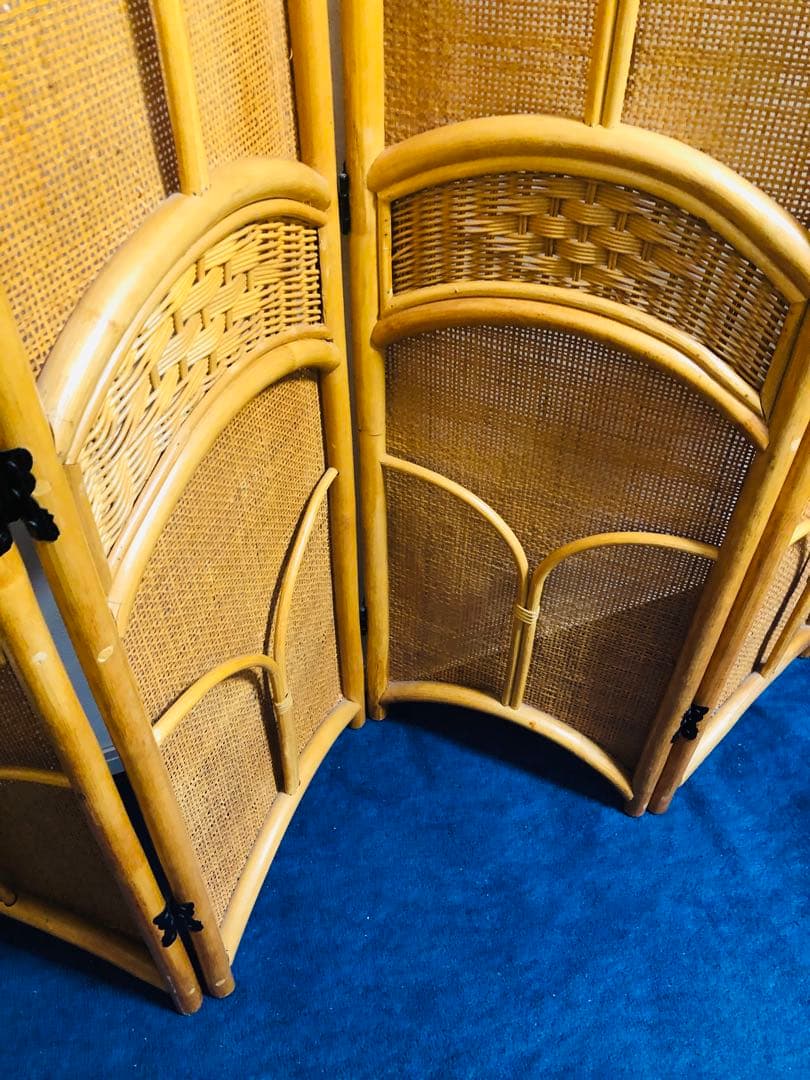 ラタン パーテーション 4枚 衝立 スクリーン 間仕切り