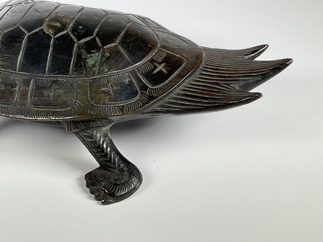 古銅　亀・鳳凰　中国古玩　銅製置物　２点