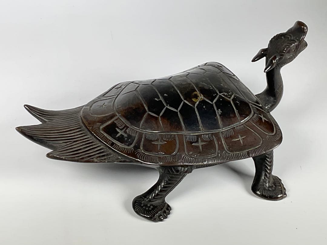 古銅　亀・鳳凰　中国古玩　銅製置物　２点