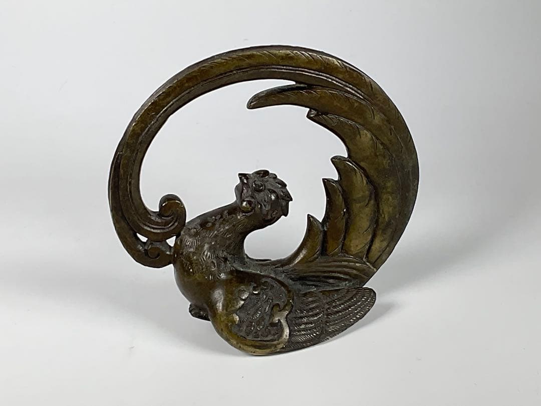 古銅　亀・鳳凰　中国古玩　銅製置物　２点