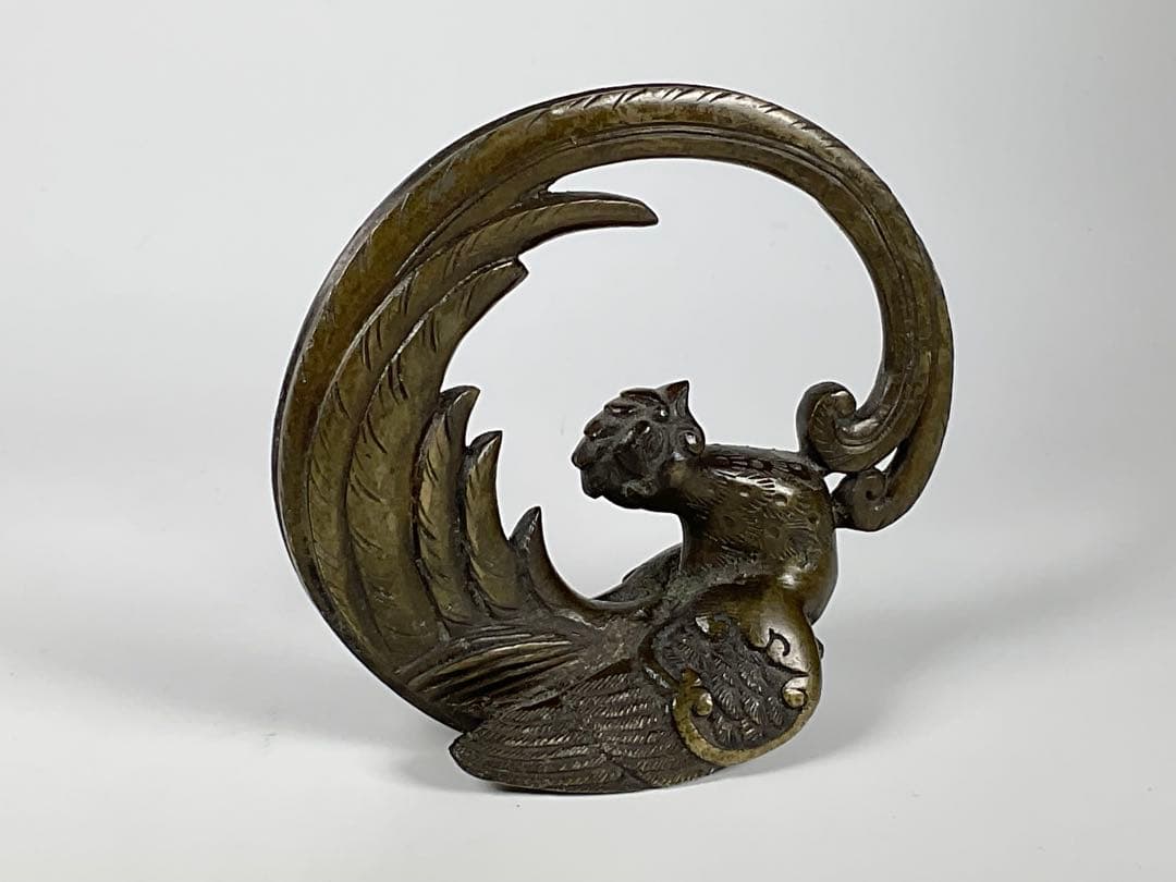 古銅　亀・鳳凰　中国古玩　銅製置物　２点