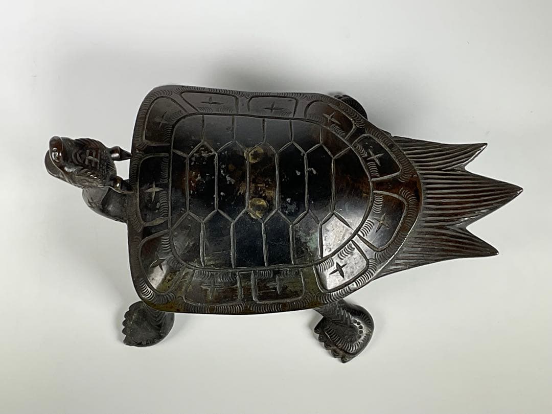 古銅　亀・鳳凰　中国古玩　銅製置物　２点