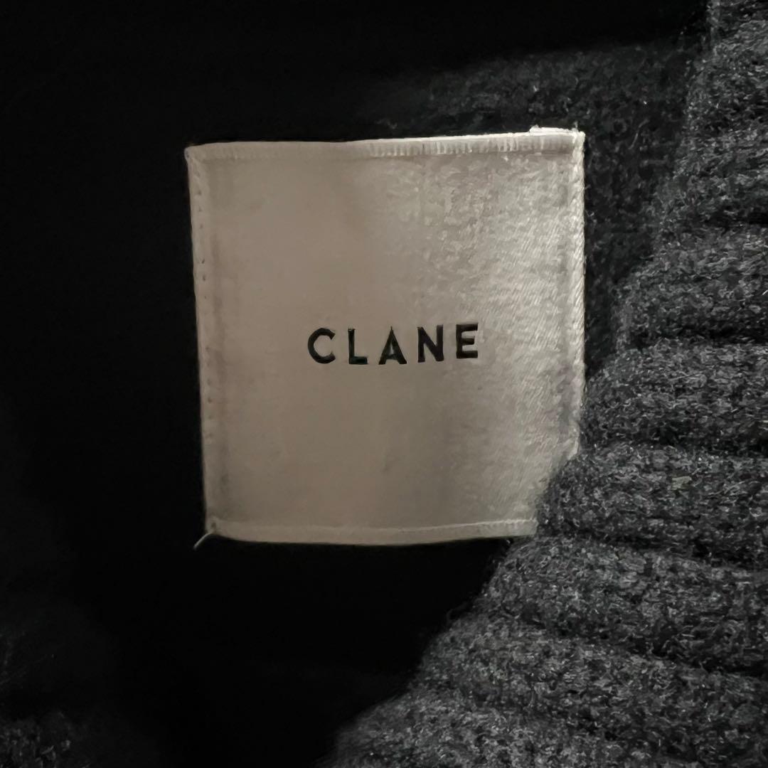 M*e様 CLANE ブラック クラネ　リブカラーウールロングコート