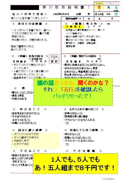 実践学！人の取説書と五行図付