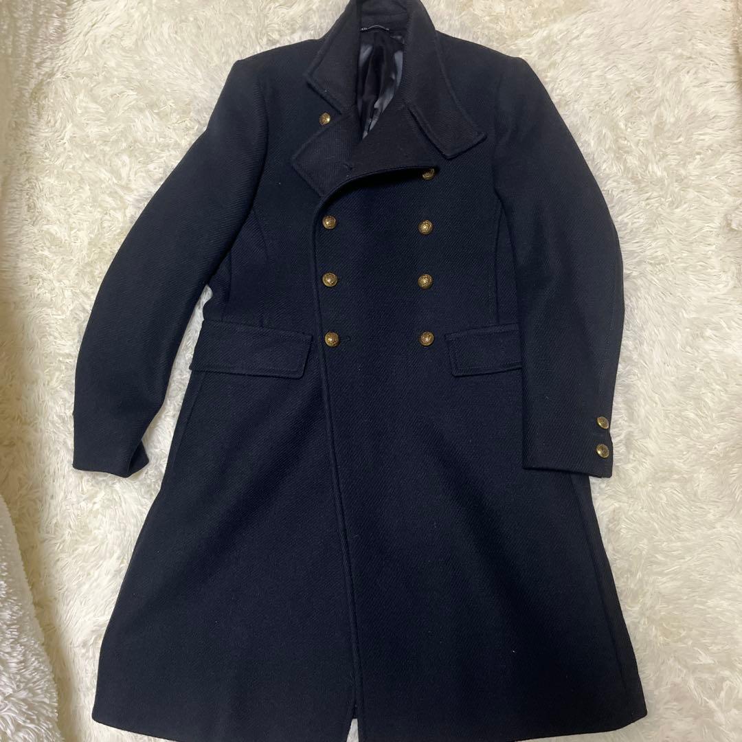 【極美品】ZARA ナポレオンコート Pコート 金ボタン ネイビー Lサイズ相当