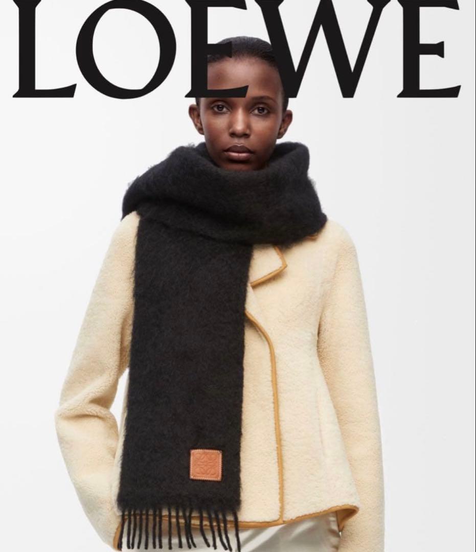 LOEWE モヘア　マフラー　ブラック