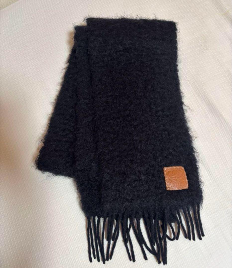 LOEWE モヘア　マフラー　ブラック
