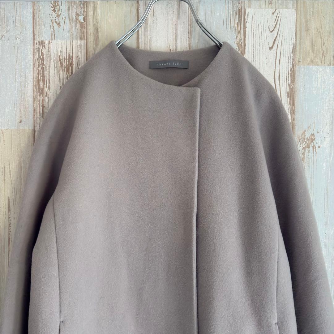 セオリーリュクス ウール ノーカラーコート ベージュ 38
