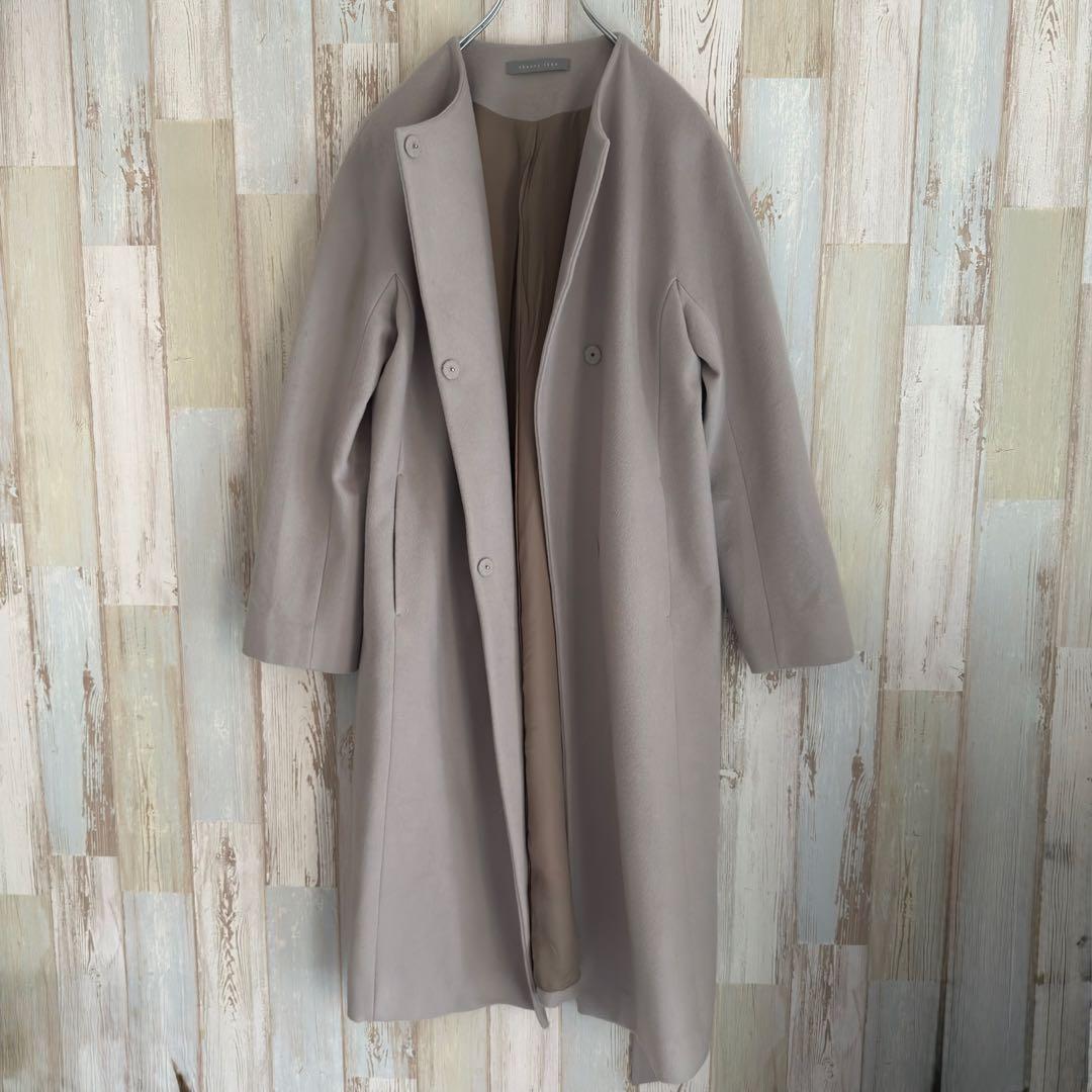 セオリーリュクス ウール ノーカラーコート ベージュ 38