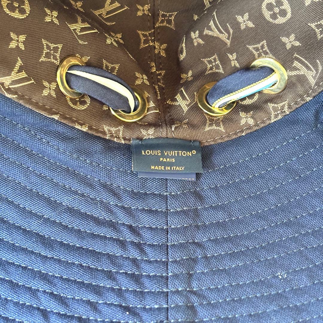 【美品】ルイヴィトン バケットハット スカーフリボン ストライプ