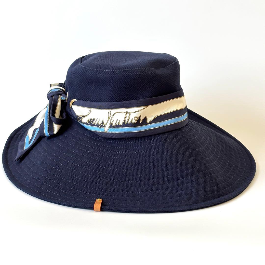 【美品】ルイヴィトン バケットハット スカーフリボン ストライプ