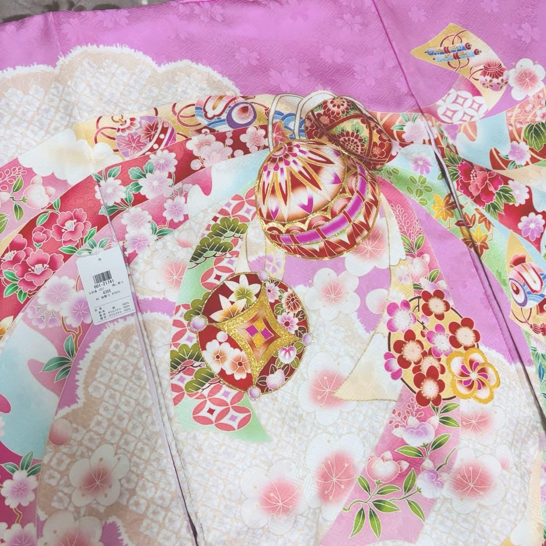 【新品】日本製 豪華大鞠刺繍入/お宮参り 祝着 産着 女の子 /襦袢付 ピンク