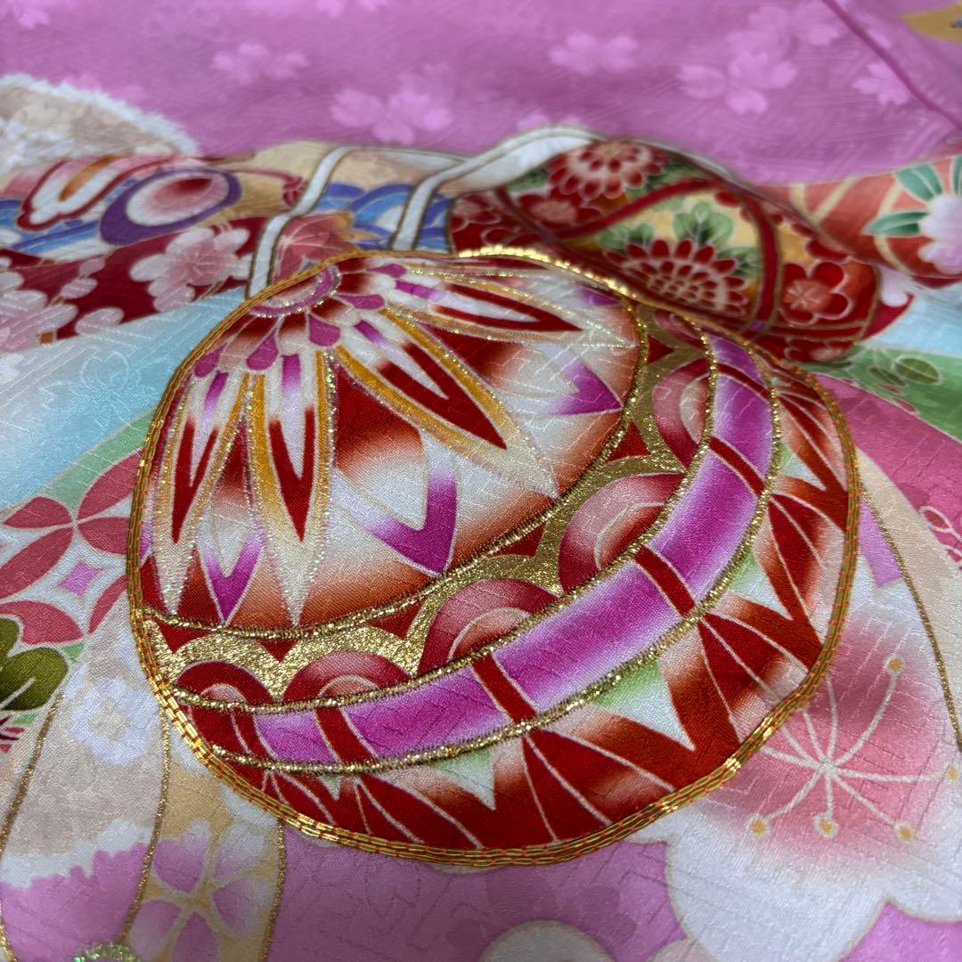 【新品】日本製 豪華大鞠刺繍入/お宮参り 祝着 産着 女の子 /襦袢付 ピンク