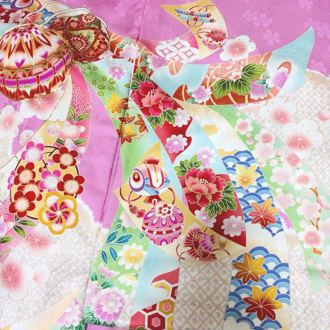 【新品】日本製 豪華大鞠刺繍入/お宮参り 祝着 産着 女の子 /襦袢付 ピンク