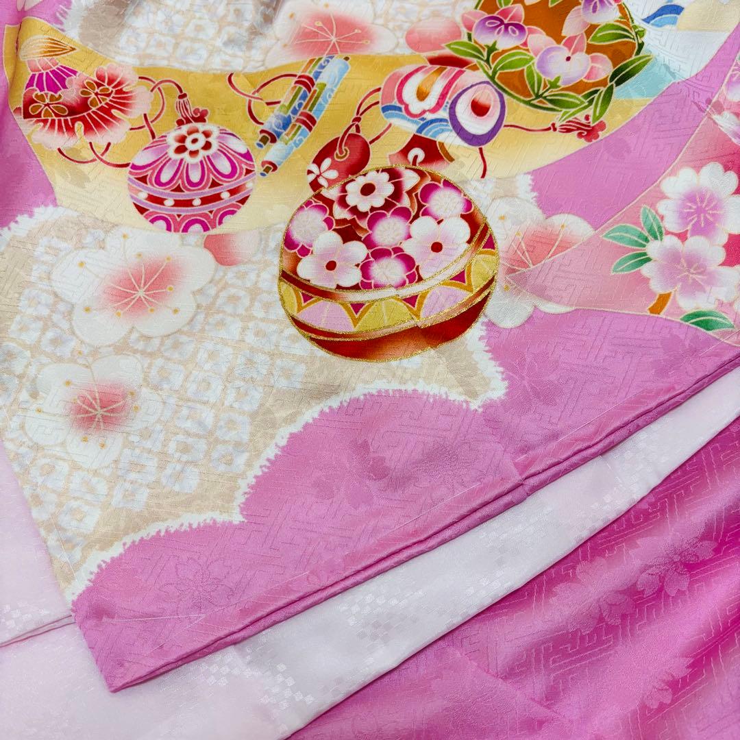 【新品】日本製 豪華大鞠刺繍入/お宮参り 祝着 産着 女の子 /襦袢付 ピンク