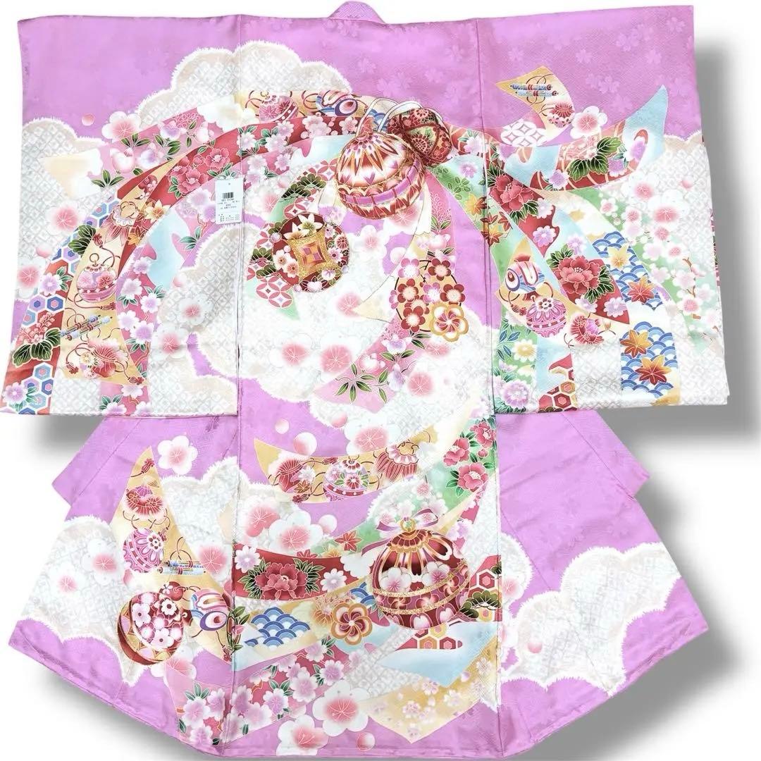 【新品】日本製 豪華大鞠刺繍入/お宮参り 祝着 産着 女の子 /襦袢付 ピンク